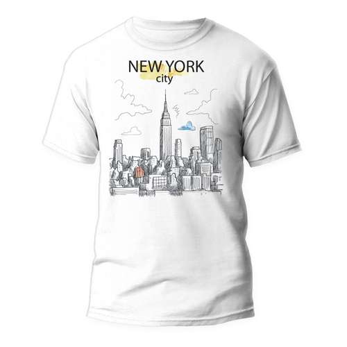 تی شرت آستین کوتاه مردانه مدل نیویورک کد J 418 سفید