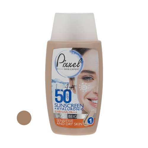 کرم ضد آفتاب رنگی پیکسل +SPF50 مدل LIGHT BEIGE مناسب پوست های حساس و خشک حجم 50 میلی لیتر