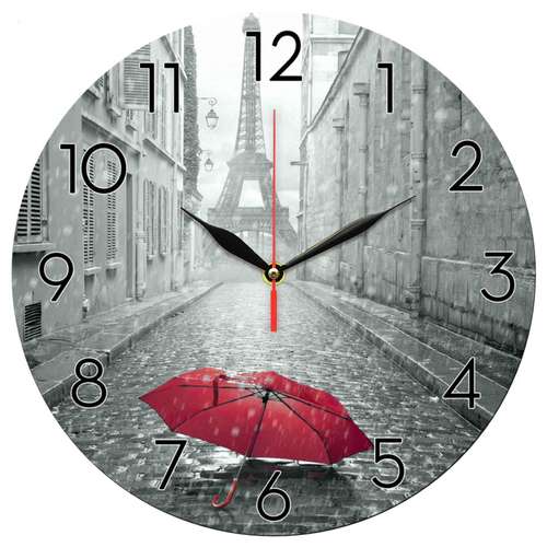 ساعت دیواری طرح چتر و باران و برج ایفل پاریس کد 1297