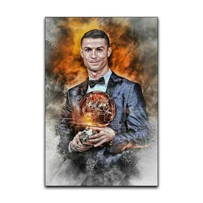 تابلو شاسی گوفی مدل کریستیانو رونالدو و جایزه بهترین بازیکن فوتبال طرح CR7 Cristiano Ronaldo کد BLNDOR21