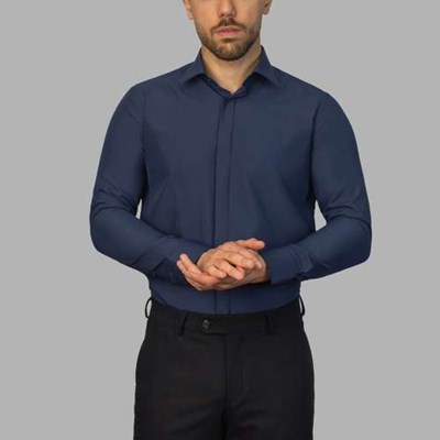 پیراهن آستین بلند مردانه مدل دکمه مخفی