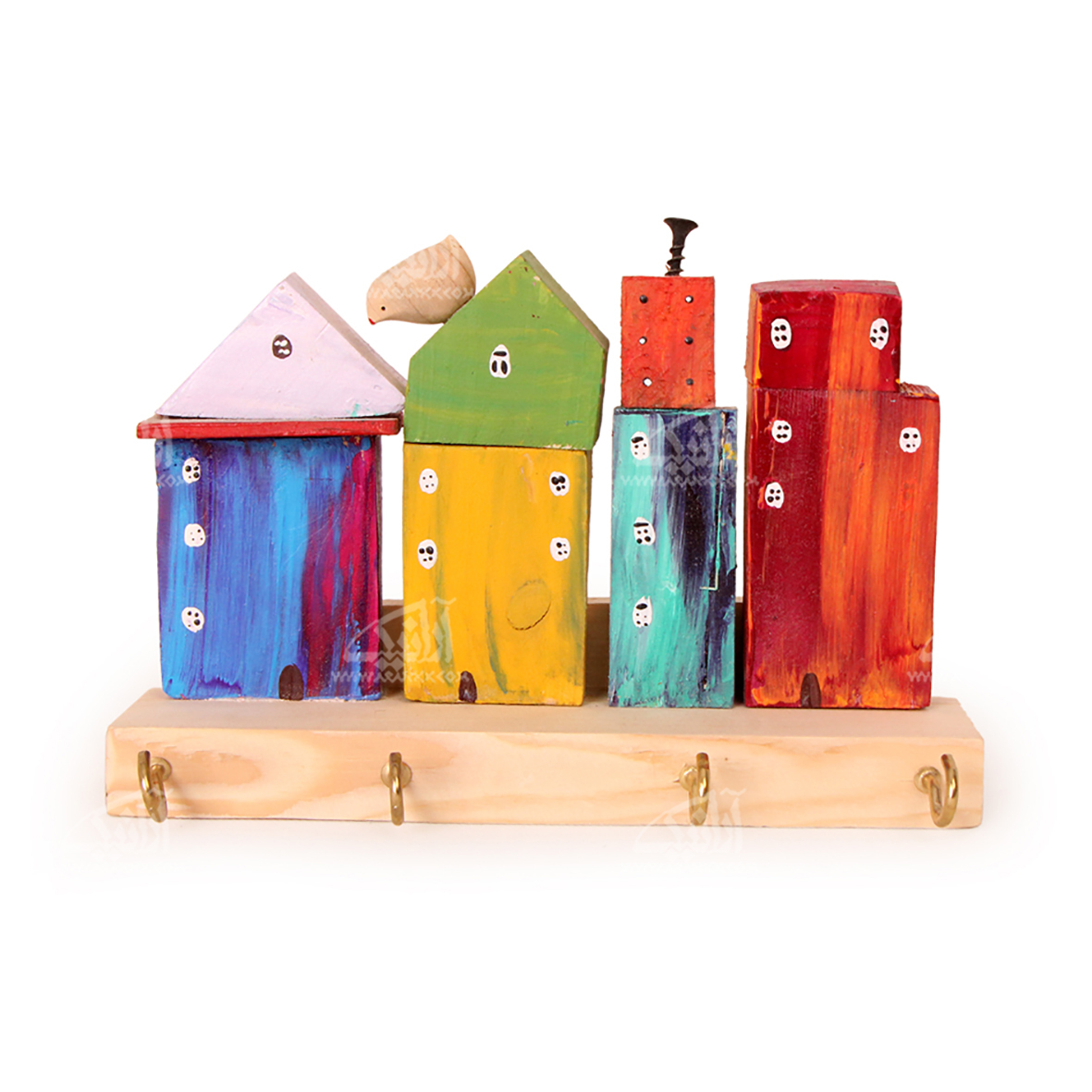 کلید آویز چوبی‏ رنگ آمیزی‏  ‏‏رنگارنگ‏ طرح ‏خانه رویایی‏ مدل 1005400001