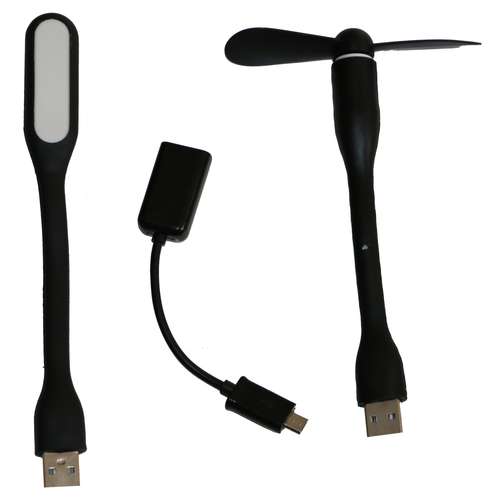 پنکه همراه mini USB مدل Mb-68 به همراه چراغ ال ای دی و مبدل OTG microUSB