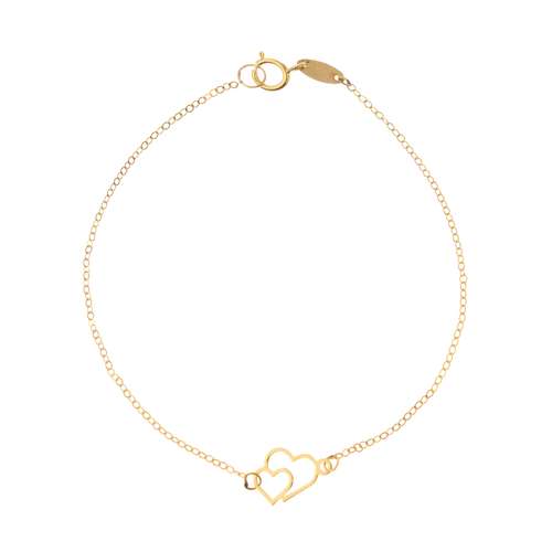 دستبند طلا 18 عیار زنانه مایا ماهک مدل MB0957 طرح دو قلب