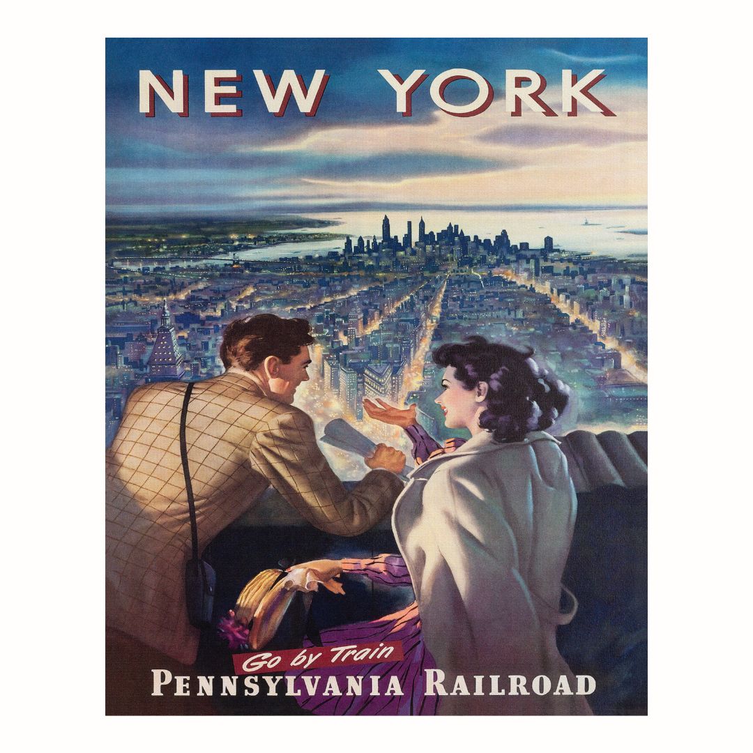 پوستر مدل سفر قدیمی چاپ نیویورک هنر راه آهن پنسیلوانیا