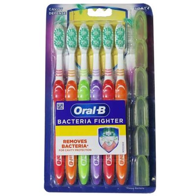 مسواک اورال-بی مدل BACTERIA FIGHTER با برس نرم بسته 6 عددی