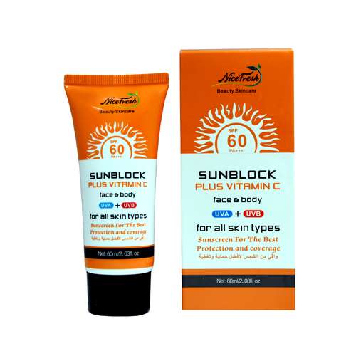 کرم ضد آفتاب بدون رنگ نایس فرش SPF 60 مدل ویتامین C مناسب انواع پوست حجم 60 میلی‌لیتر