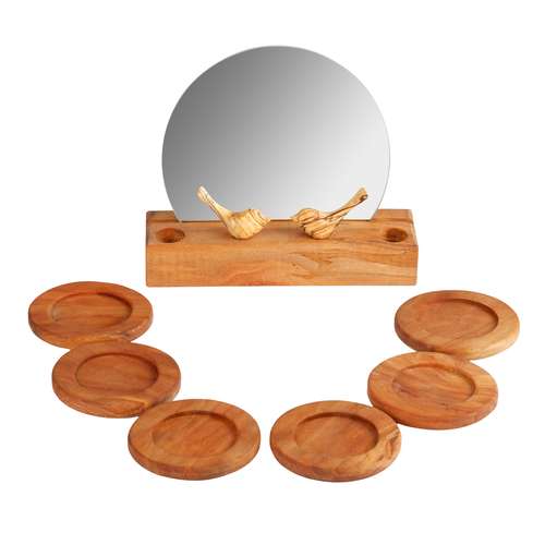 مجموعه ظروف هفت سین 7 پارچه مدل چوبی گرد کد 02