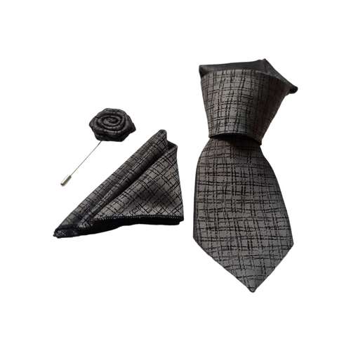 ست کراوات و دستمال جیب و گل کت مردانه مدل 04