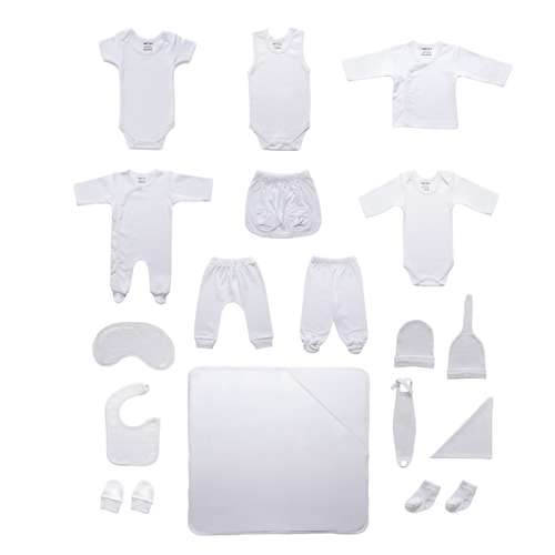 ست 19 تکه لباس نوزادی آمورا مدل sensitive رنگ سفید