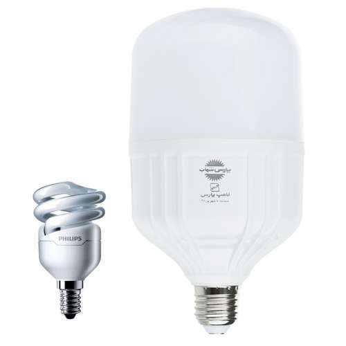 لامپ اس ام دی 30 وات پارس شهاب مدل Cylindrical پایه E27 به همراه لامپ 8 وات کم مصرف فیلیپس