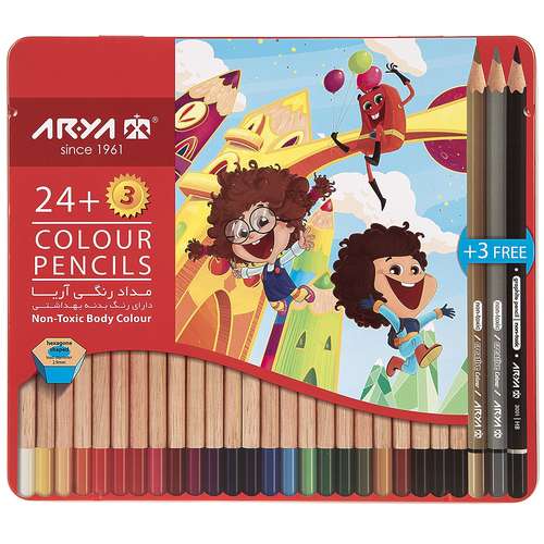 مداد رنگی 24+3 رنگ آریا مدل 3022