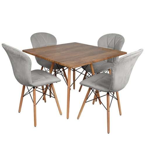 میز و صندلی ناهارخوری چهار نفره مدل ماهلین لمسه ای پایه ایفلی MCH