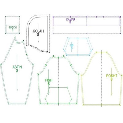 الگو آماده خیاطی هودی مردانه سایز s تا 2XL مجموعه 5 عددی