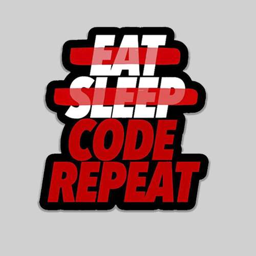  استیکر لپ تاپ طرح خوردن خوابیدن دوباره کد نویسی کد 1241