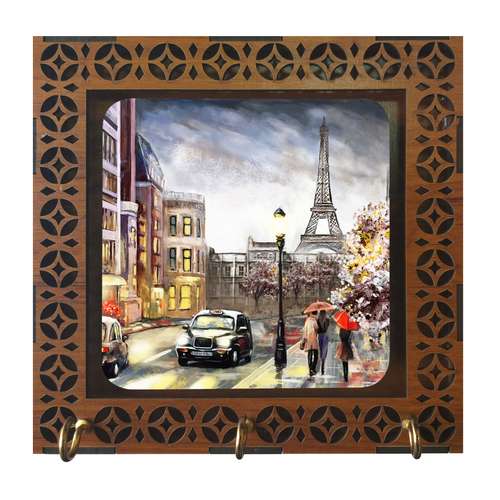 جا کلیدی مدل D1019 طرح نقاشی خیابان و ماشین و برج ایفل پاریس