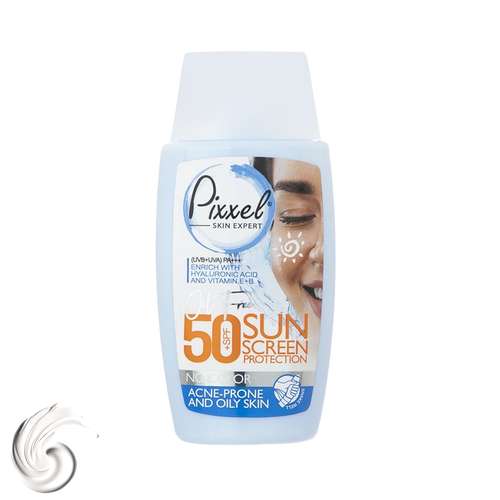 کرم ضد آفتاب بدون رنگ پیکسل SPF50 مدل Oily Acne-Prone Skin محافظ PA+++ ،UVA ،UVB، تنظیم ترشح چربی پوست، ضد جوش و آکنه، مناسب پوست چرب حجم 50 میلی‌لیتر