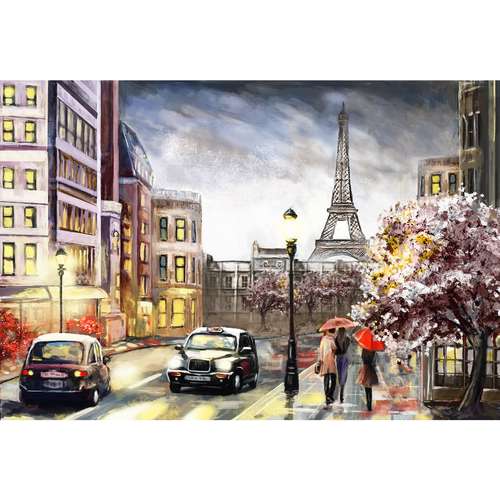 تابلو شاسی طرح نقاشی خیابان پاریس و برج ایفل مدل T1004