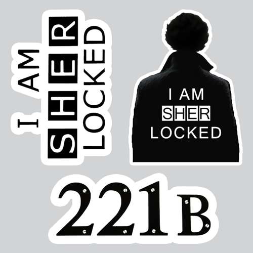 استیکر لپ تاپ پیکسل میکسل مدل در خانه شرلوک هلمز مجموعه 3 عددی