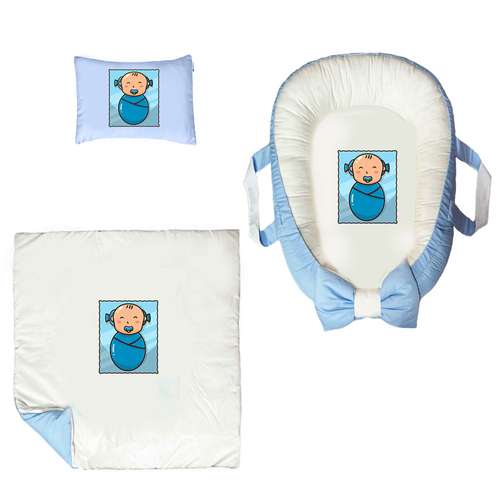 سرویس خواب سه تکه نوزاد ناریکو مدل گارد محافظ دار طرح پسر بچه کد 0442