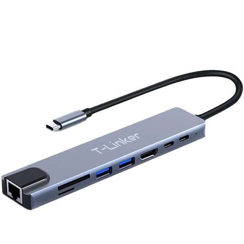 هاب 8 پورت USB-C تی لینکر مدل 9028-8 in 1
