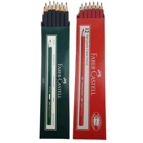 مداد مشکی و قرمز فابر کاستل مدل 111100 بسته 24 عددی