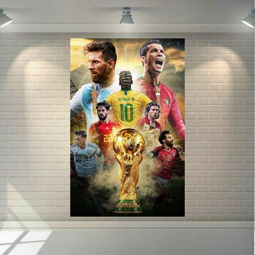 پوستر دیواری طرح ورزشی مدل ستارگان فوتبال جهان در جام جهانی کد FP276