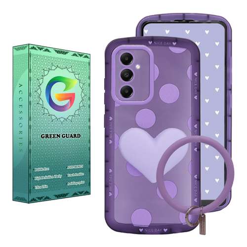 کاور گرین گارد مدل Purple Heart مناسب برای گوشی موبایل سامسونگ Galaxy A25 به همراه بند آویز
