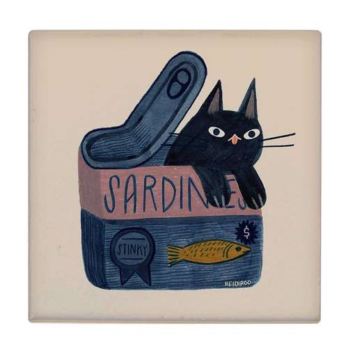 کاشی کارنیلا طرح نقاشی گربه در قوطی کنسرو کد wkk2008