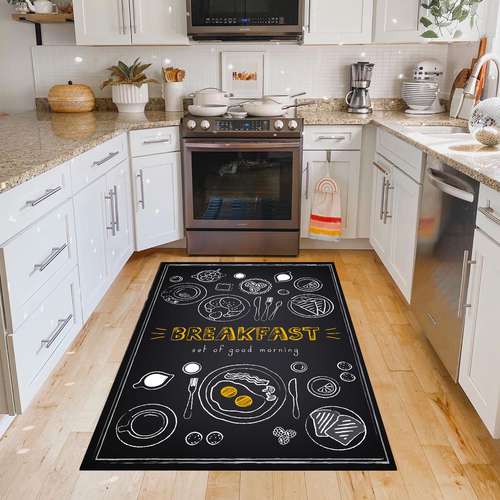 فرش پارچه ای مدل آشپزخانه طرح  فانتزی صبحانه کد 6014