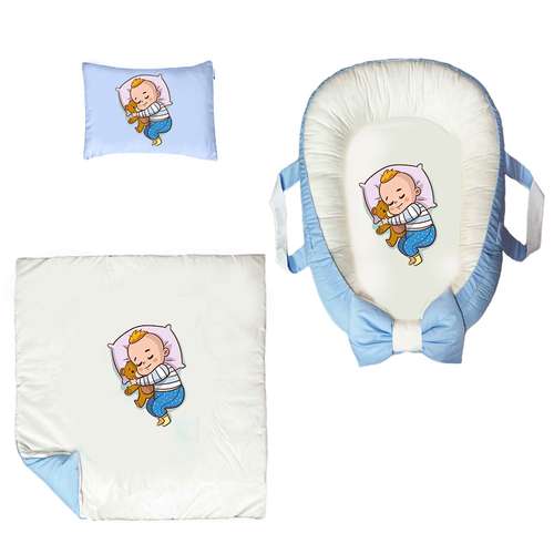 سرویس خواب سه تکه نوزاد ناریکو مدل گارد محافظ دار طرح پسر بچه کد 0314