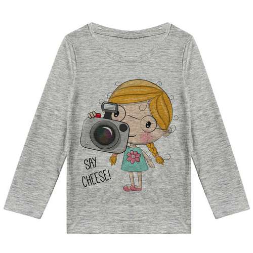 تی شرت آستین بلند دخترانه مدل دخترک عکاس F190