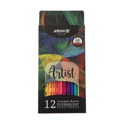 مداد رنگی 12 رنگ آریا مدل فلورسنت کد 3611