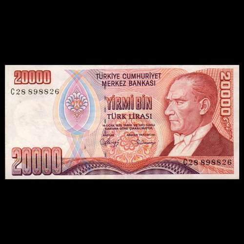 اسکناس تزئینی طرح کشور ترکیه مدل 20.000 لیر UNC