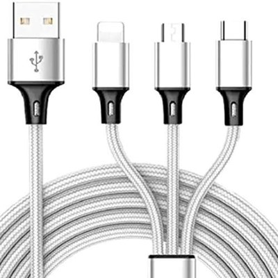 كابل تبدیل USB به  لايتنينگ /micro USB/USB-C سمگپرس مدل توربو شارژ طول 1 متر