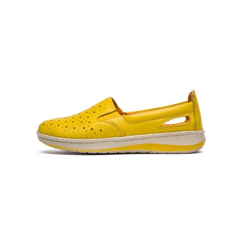 کفش طبی زنانه مدل مدل آنیس تابستانی تمام چرم رنگ زرد