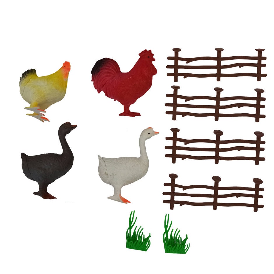 فیگور حیوانات مدل مرغ و خروس کد TF002 مجموعه 10 عددی