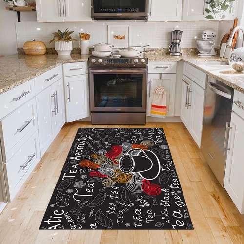 فرش پارچه ای مدل آشپزخانه طرح  فانتزی چای عطری کد 6010