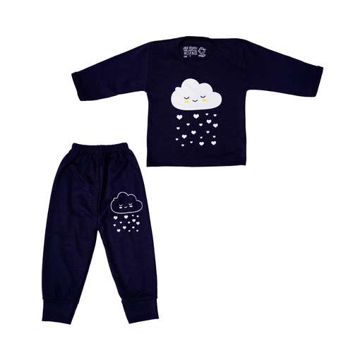 ست تی شرت و شلوار نوزادی مدل ابر بارانی کد 5 رنگ سرمه ای