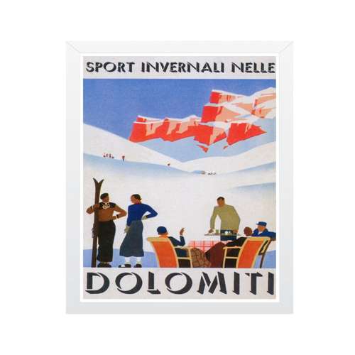تابلو مدل اصلی سفر قدیمی ایتالیا چاپ هنر دولومیت هنر اسکی هنر ورزش های زمستانی