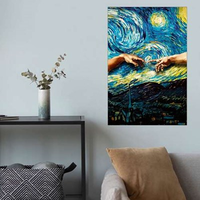 پوستر گوفی مدل نقاشی دست های خدایان مایکل انجلو نقاش افسانه ای در قالب ونگوک Michelangelo Van Gogh Art 4k Poster کد HAND46