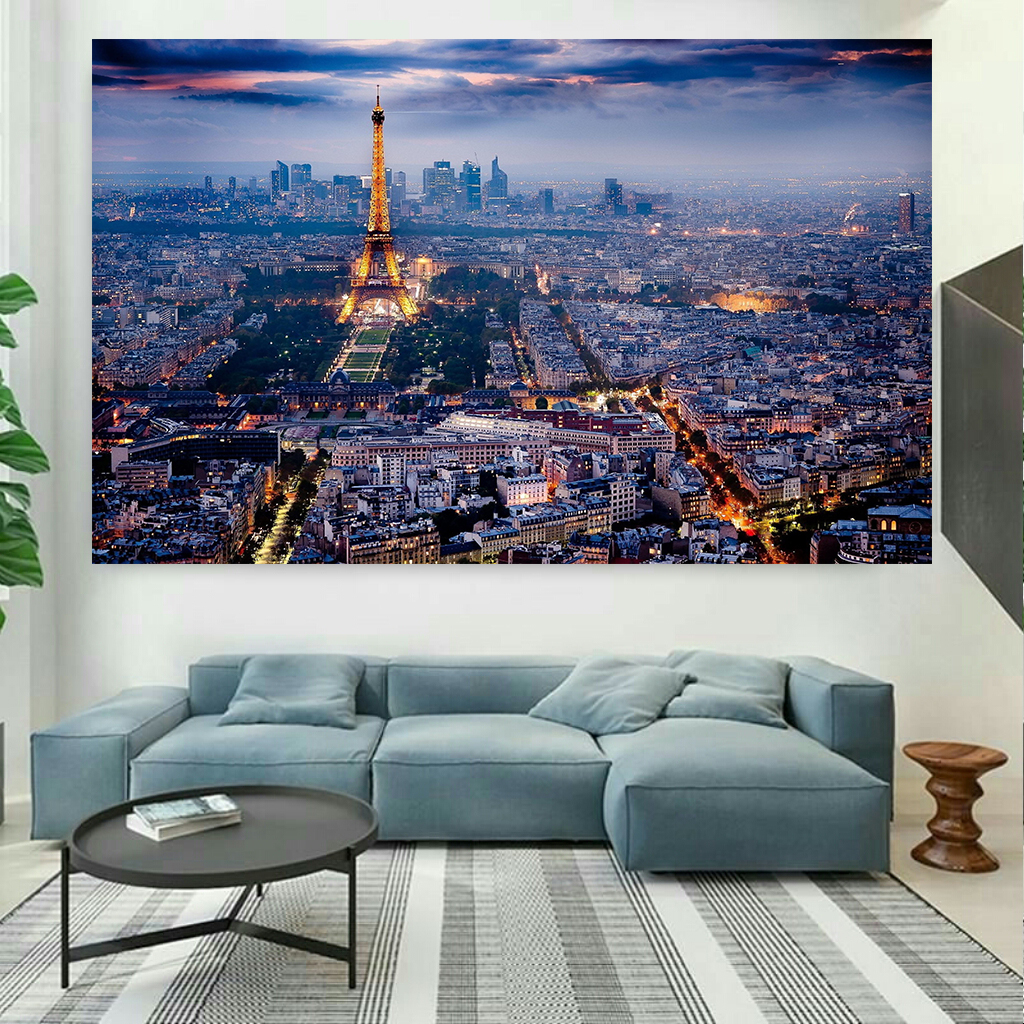 پوستر پارچه ای مدل چرم مخمل طرح نمای شهری پاریس و برج ایفل  کد AR1280