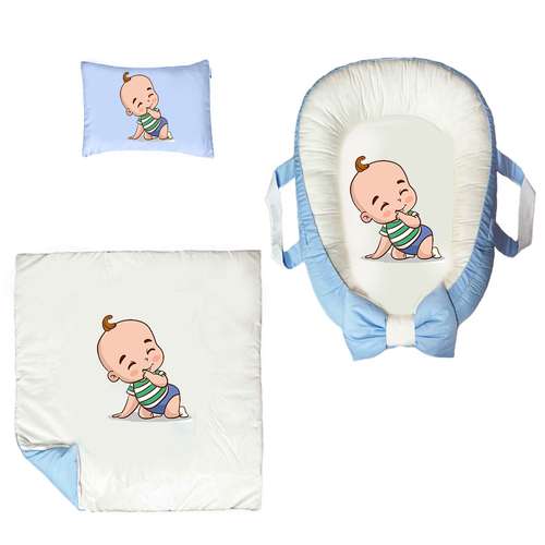 سرویس خواب سه تکه نوزاد ناریکو مدل گارد محافظ دار طرح پسر بچه کد 0547