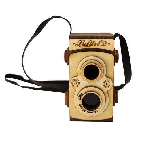 ماکت دکوری مدل دوربین چوبی دو لنز