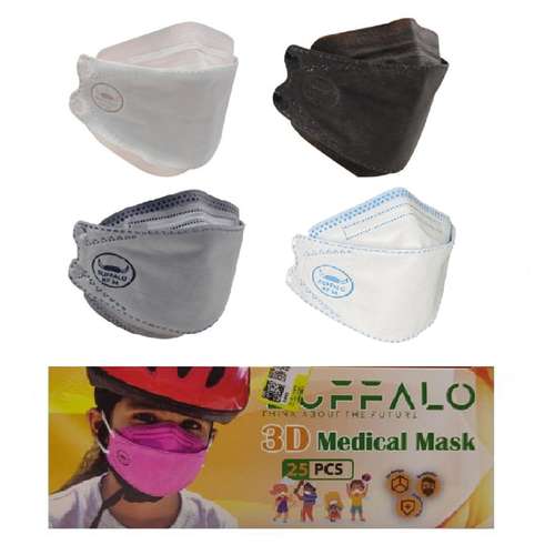 ماسک تنفسی کودک مدل 4 لایه 3 بعدی بوفالو الوان بسته 25 عددی