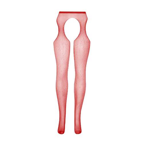 جوراب شلواری زنانه دوپو مدل فیشنت فاق باز نگین دار رنگ قرمز 