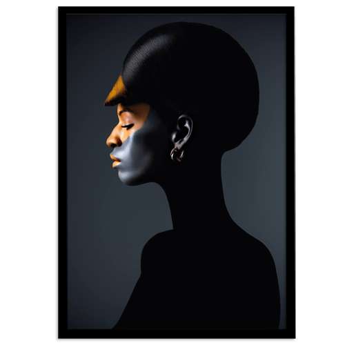 تابلو نوری بکلیت طرح چهره ژستیک زن سیاه مدل چراغدار B-s2292