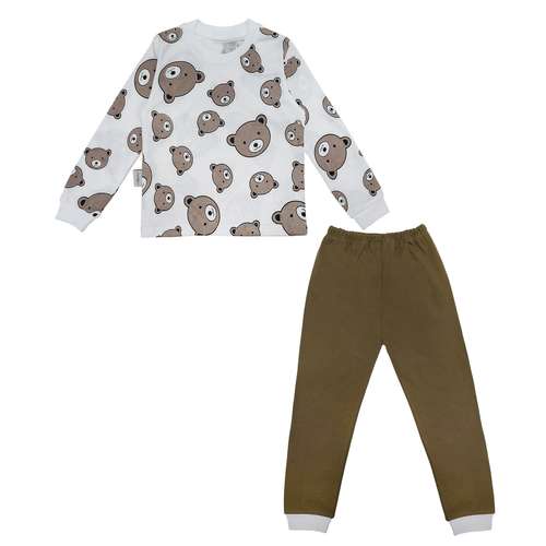 ست تی شرت آستین بلند و شلوار بچگانه سپیدپوش مدل خرس شکلاتی کد 1402753