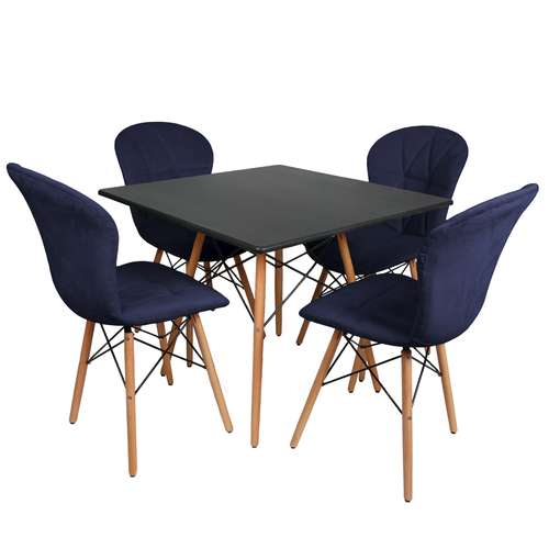 میز و صندلی ناهارخوری چهار نفره مدل ماهلین لمسه ای پایه ایفلی MM