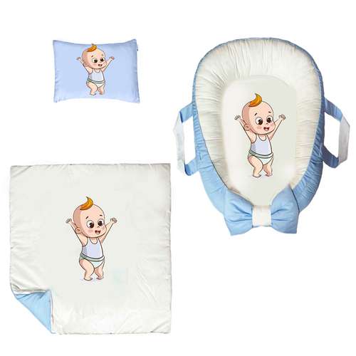 سرویس خواب سه تکه نوزاد ناریکو مدل گارد محافظ دار طرح پسر بچه کد 0423